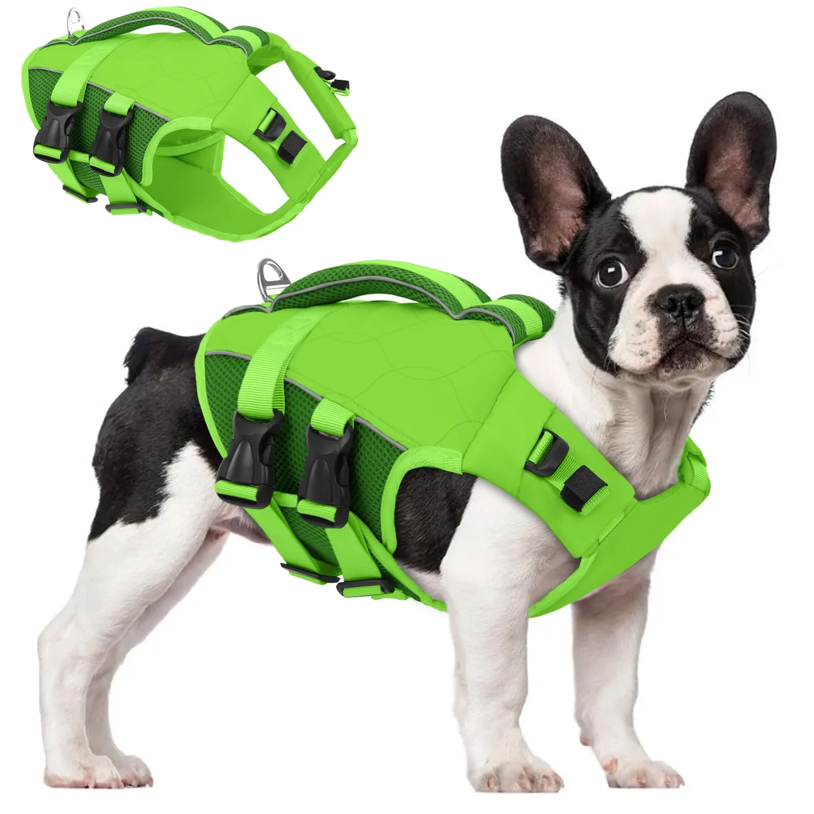 ASENKU Schwimmweste Hund Mittel M,Verstellbar & Ripstop Hundeschwimmweste,Rettungsweste für Hunde mit Griff und Reflektierend, Hunde Schwimmweste für Chihuahua,Dackel,Französische Bulldogge, Labrador