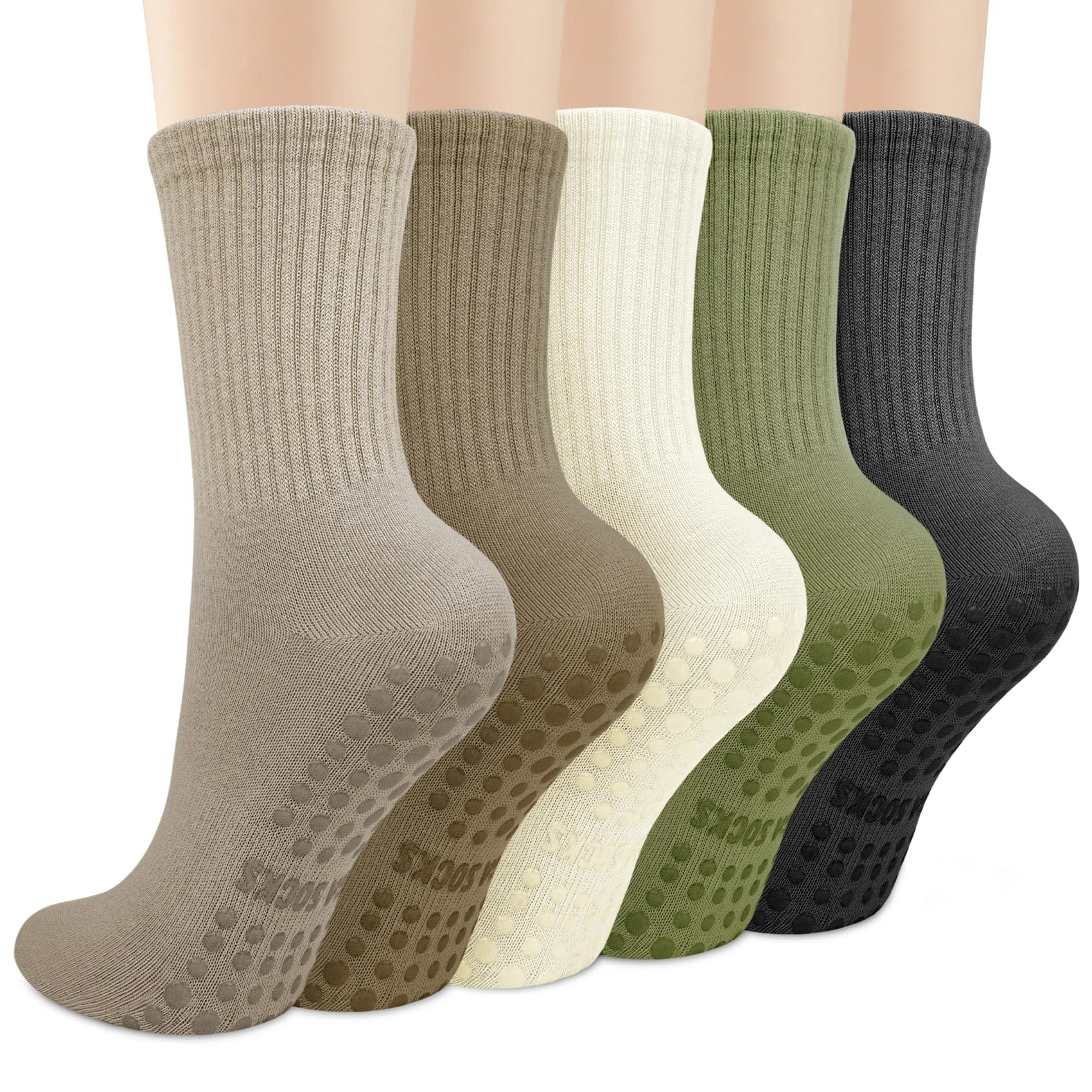 Tialfas 5 Paar Pilates Socken Yoga Socken Soft Cotton Stoppersocken Rutschfeste AntiRutschSocken Damen für Ballett Barre Tanz Gym Fitness Workout Trampolin Hospital Home