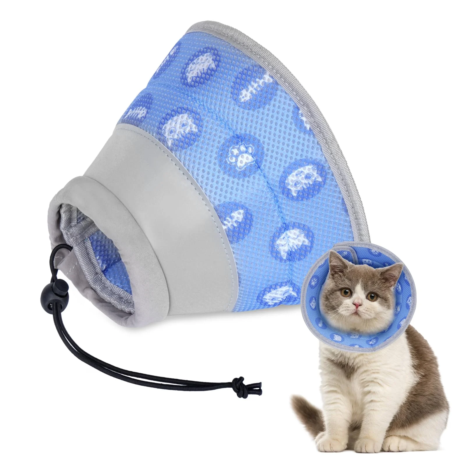 Halskrause Katze,Wiederherstellung Halsband Weich Katze Schutzkragen für Nach Operation und Verletzungen,Faltbaren Weicher Schutzkragen Katze Katzenkragen,für Katzen,Kleine Hunde (blau, M)