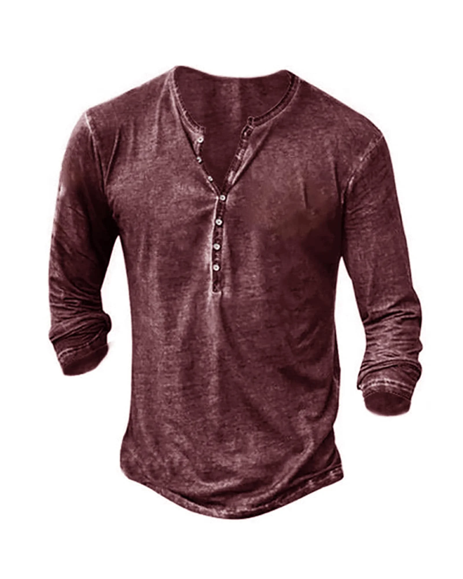 NEMXCE Hemd Herren Vintage Henley Shirt Kurzarm/Langarm T Shirt V Ausschnitt Slim Fit T-Shirt