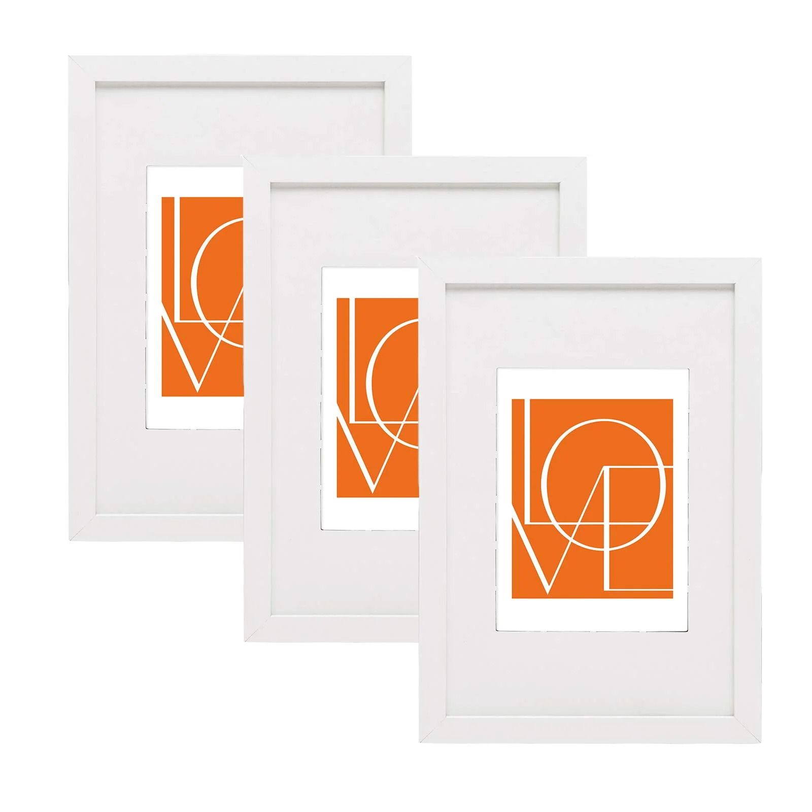 WOLTU Bilderrahmen 15x20 cm Weiß, 3er Set MDF-Holz Fotorahmen mit Passepartout, bruchsichere PS-Platte zum Aufhängen und Aufstellen, Collage Wanddeko Rahmen