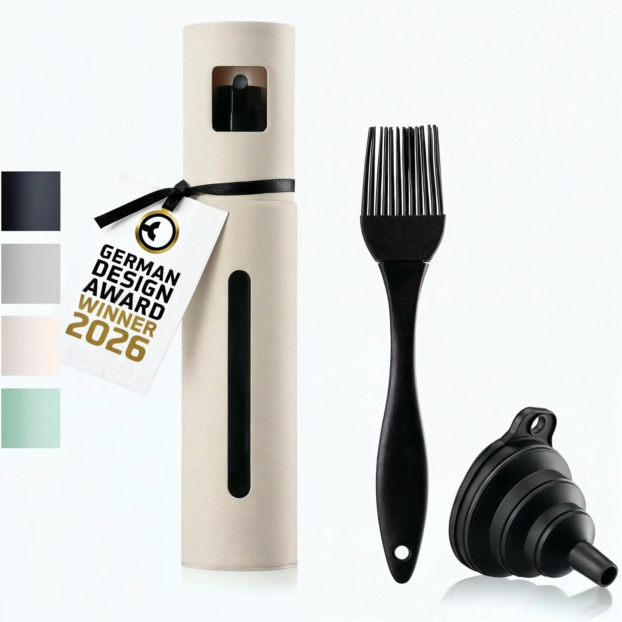 Schmidt & Kramer Ölsprüher I hochwertige Öl-Sprühflasche aus Edelstahl & Glas, für gesundes Kochen I praktischer Sprüher für präzise Dosierung I für alle Speiseöl & Essig Sorten geeignet (Sand)