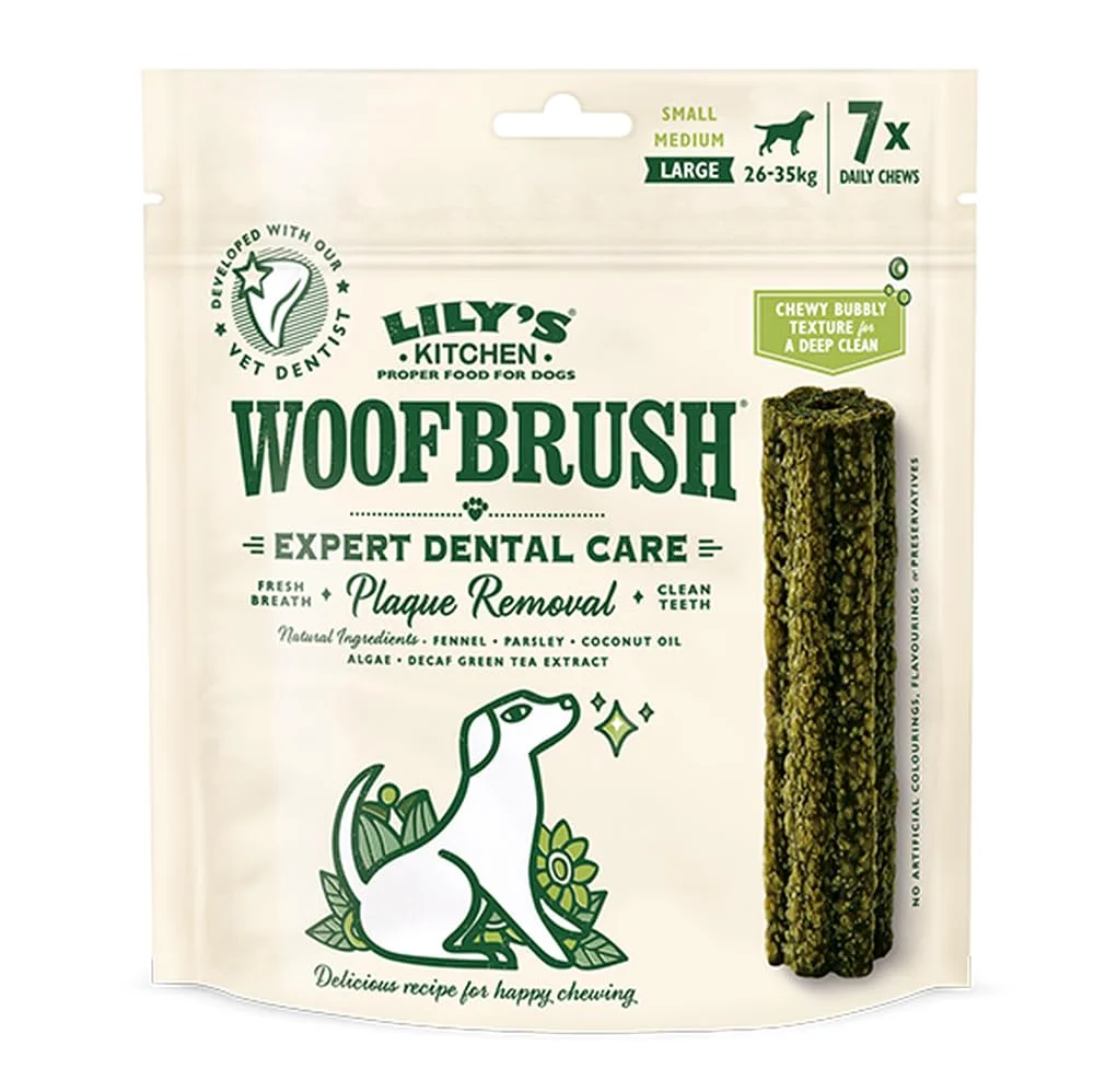Lily's Kitchen Woofbrush Natürliche Leckerlis für ausgewachsene Hunde Zahnpflege-Kausnack - Großer Hund (1 Packung mit 7 Kausnacks - 47g)