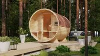 Fasssauna Libo 2 + 9 KW Ofen mit integrierter Steuerung - Made in Germany