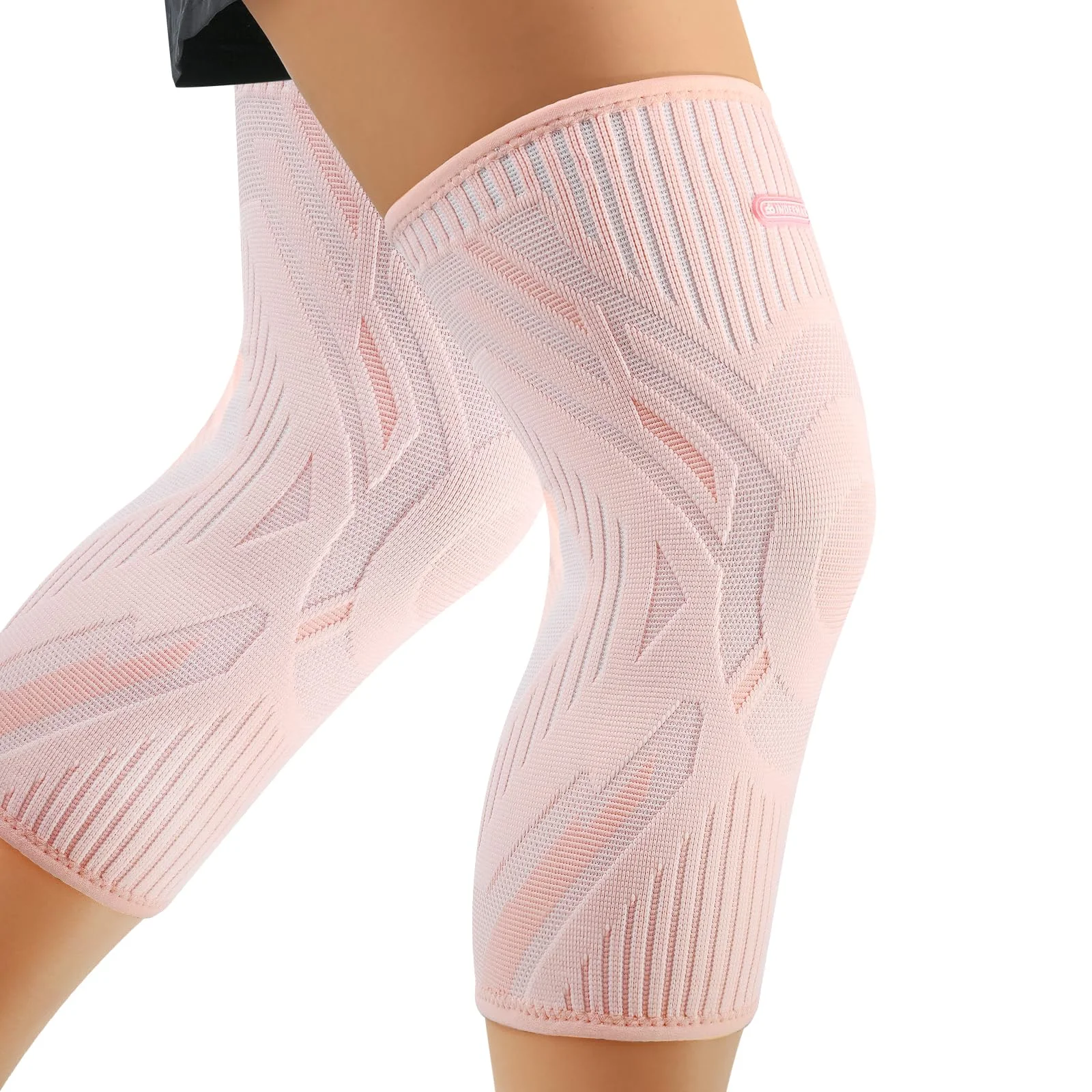 INDEEMAX 2er Pack Kniebandage Damen und Männer, Kompression Kniestütze für Arthritis, Meniskus, ACL, Sport, Laufen, Fußball, Atmungsaktiv Knie Bandage mit Anti Rutsch Silikonstreifen, Rosa,S