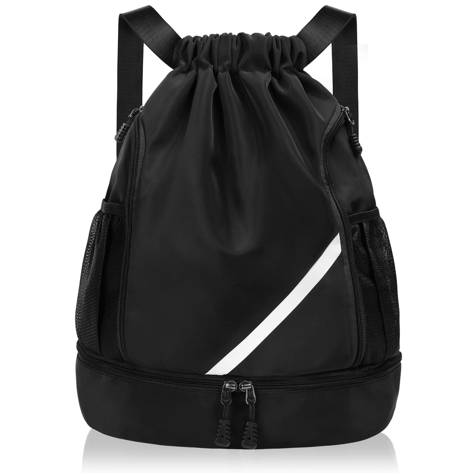 flintronic Mode Sport Rucksäcke, Turnbeutel, Große Kapazität Kordelzug Sporttasche, Turntasche mit Schuhfach & Wasserflaschen-Netztaschen, Gymsack Wasserfest Sporttasche, für Erwachsener Jugend