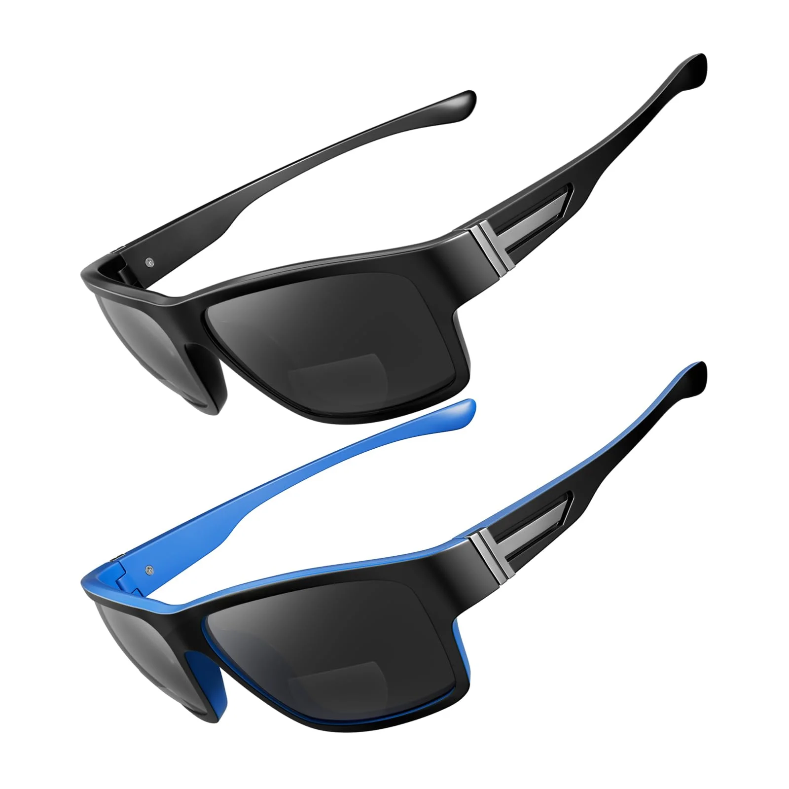 Missfive 2 Pack Sportlich Bifokale Sonnenbrille Herren Unzerbrechlich Lesesonnenbrille TR90 Sonnenbrille mit Leseteil, UV Schutz, Sport/Außenbereich/Fahren
