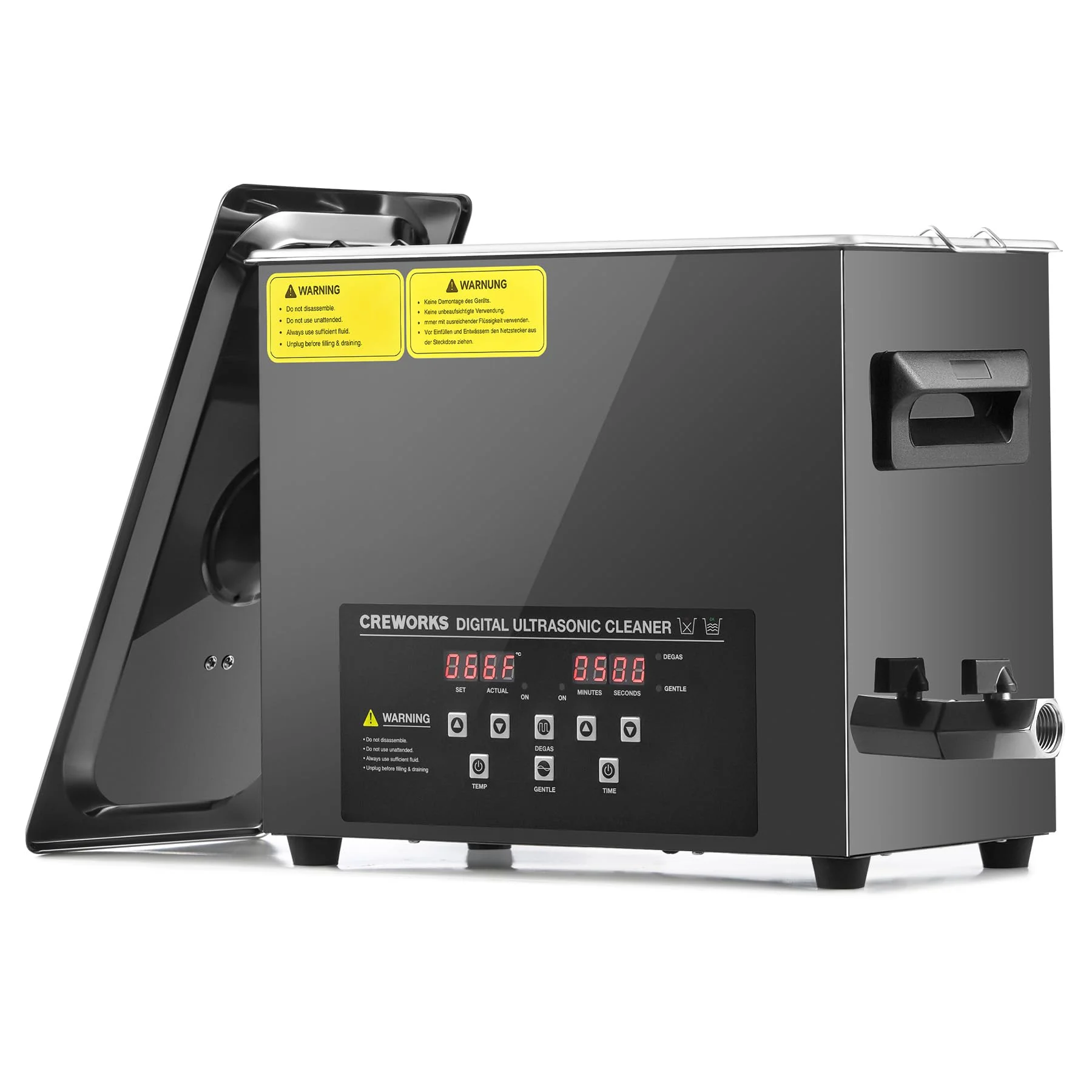 CREWORKS 6L Ultraschallreinigungsgerät mit Heizung 2 Reinigungsintensitätsmodi Ultraschallreiniger Entgasungsfunktion Reinigungsgeräte Reinigung Ultrasonic Cleaner Digital Timer für Brillen Schmuck