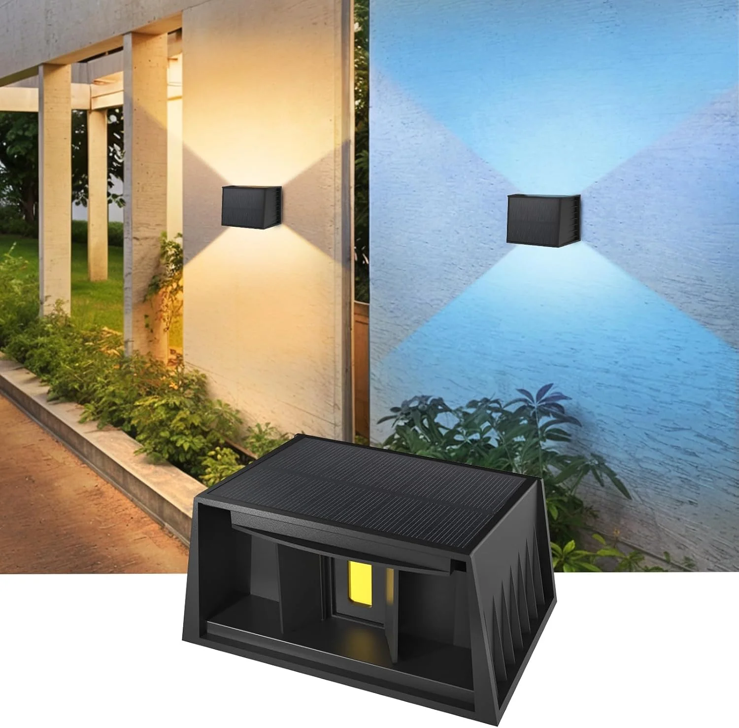CORESLUX Wandleuchte Aussen Solar, RGB Außenlampe LED Außenleuchte, Up Down Einstellbar Lichtstrahl,IP67 Wasserdichte, Solarlampen Aussenlampe Wand für Garten Balkon Terrasse Treppen