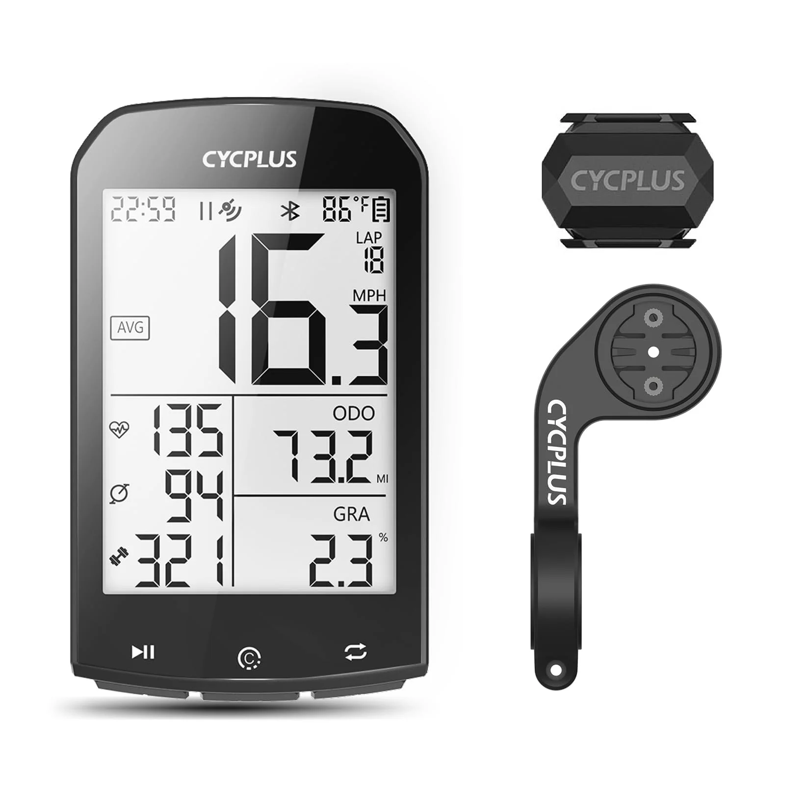 CYCPLUS GPS Fahrradcomputer Kabellos, wasserdichte Fahrrad Tachometer und Kilometerzähler, ANT+ Bluetooth Drahtloser Fahrrad Tacho, 2,9 Zoll LCD mit Hintergrundbeleuchtung (Neu Aufgerüstet)