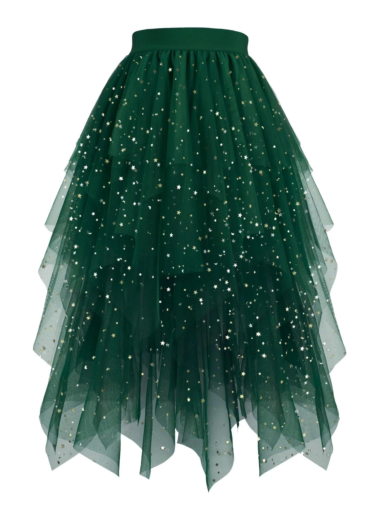 Hanpceirs Damen Tüll Röcke High Low Layered Puffy Fee Röcke A-Linie Midi Rock Unregelmäßiger Tutu Rock
