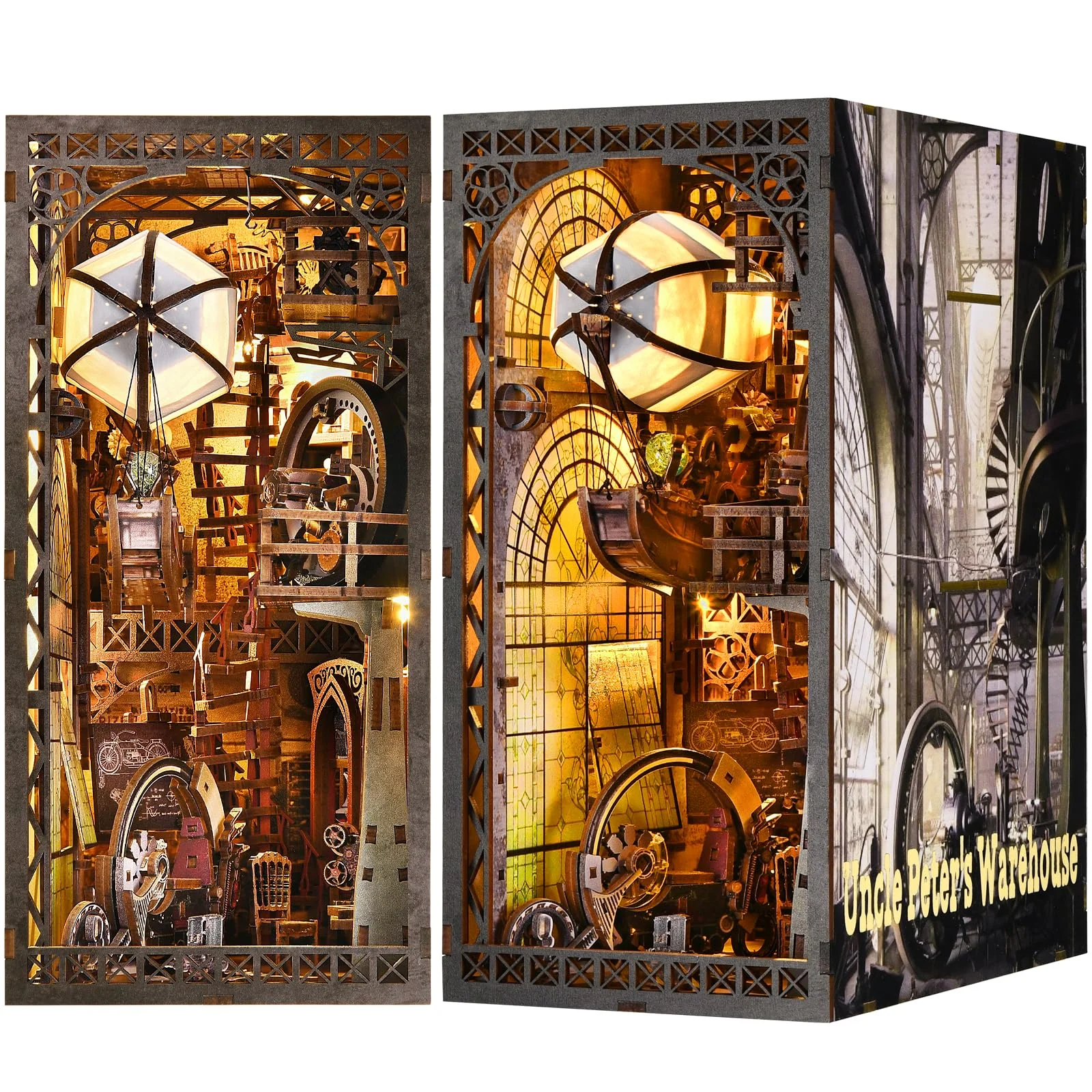 ETKVR Book Nook Kit - DIY 3D Holz Puzzle Buchstütze Booknook Miniatur Puppenhaus Bausatz zur Dekoration von Bücherregalen, Modell Einlege Gasse Booknook Bausätze für Erwachsene Geschenk