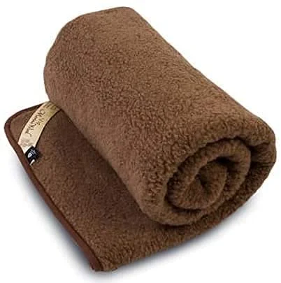 Wolldecke Schurwolldecke, Gewichtsdecke, Beschwerte Decke aus 100% Merino (Brown, 160 x 200)