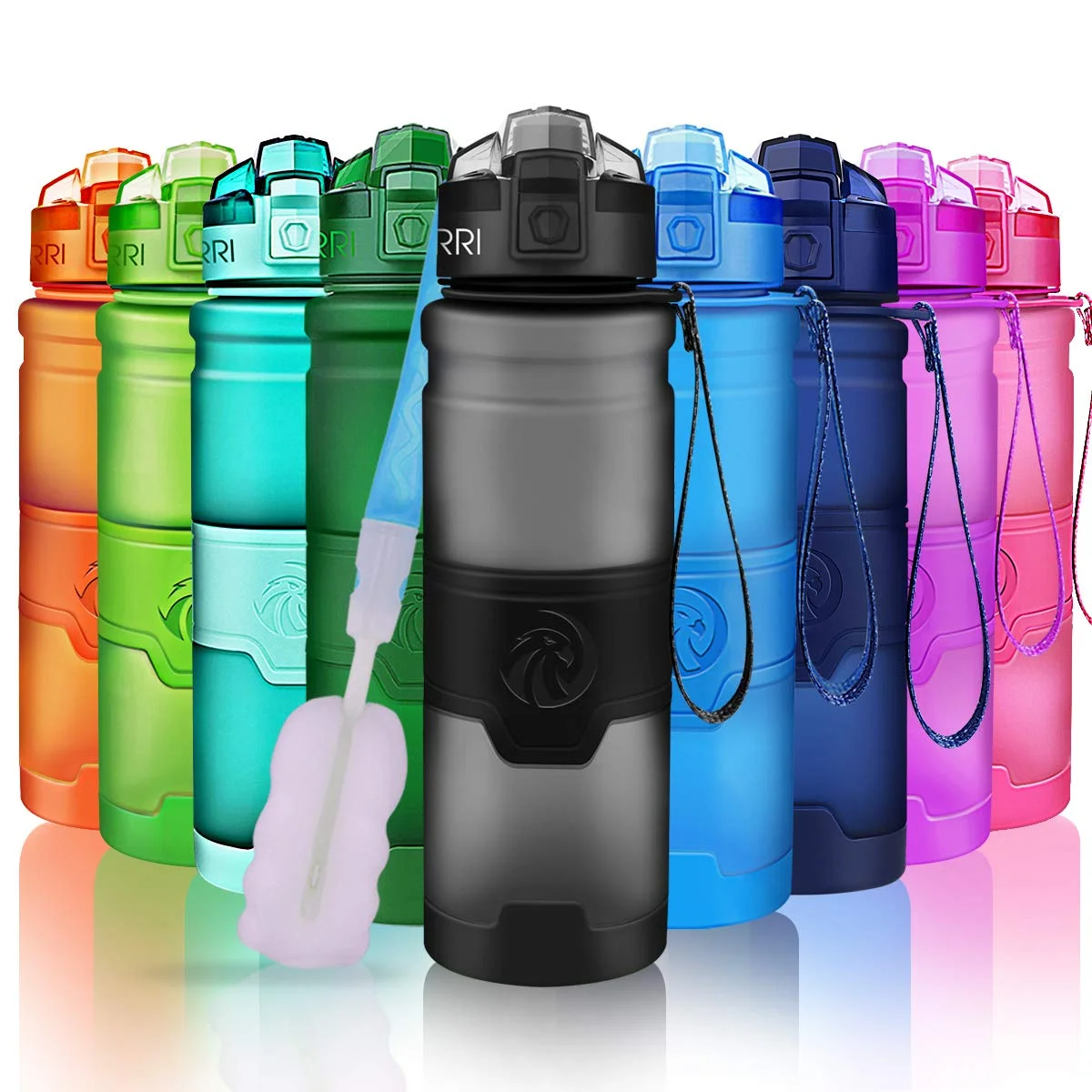 ZORRI Trinkflasche Sport 1L, 700ml, 500ml, 400ml BPA-Frei Wasserflasche Kohlensäure Geeignet Auslaufsicher, Eco Sportflasche Für Kinder Schule, Gym, Fitness, Fahrrad