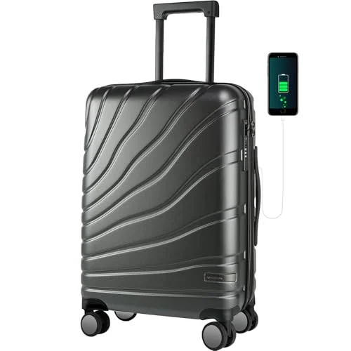 VANKEAN Handgepäck mit Spinner-Rädern & TSA-Schloss, erweiterbarer modischer Hartschalenkoffer mit Airline-Zulassung, 20 Zoll Carry-On