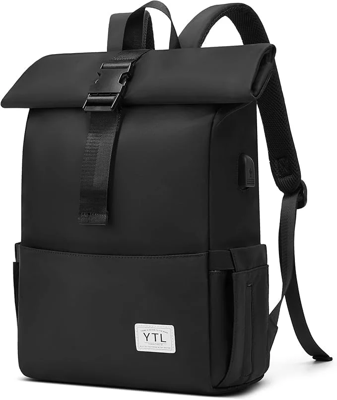YTL Rolltop Wasserdicht Rucksack für Damen & Herren,mit Laptopfach für 17 Zoll,Groß Elegantrucksack Rucksäcke Daypack für Radfahren,Reisen,Tasche für Schule, Uni Gürteltasche