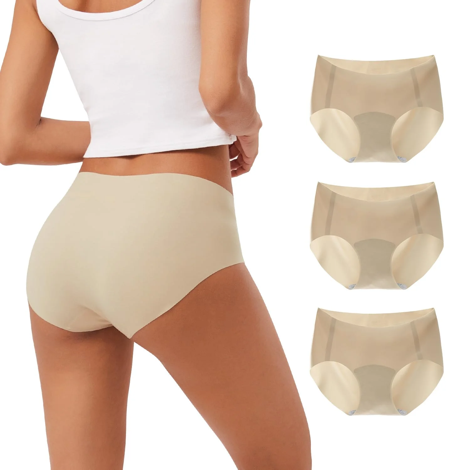 INNERSY Unterhosen Damen Nahtlos Polyamid Seamless Slips Stretch Unsichtbare Unterwäsche 3er Pack