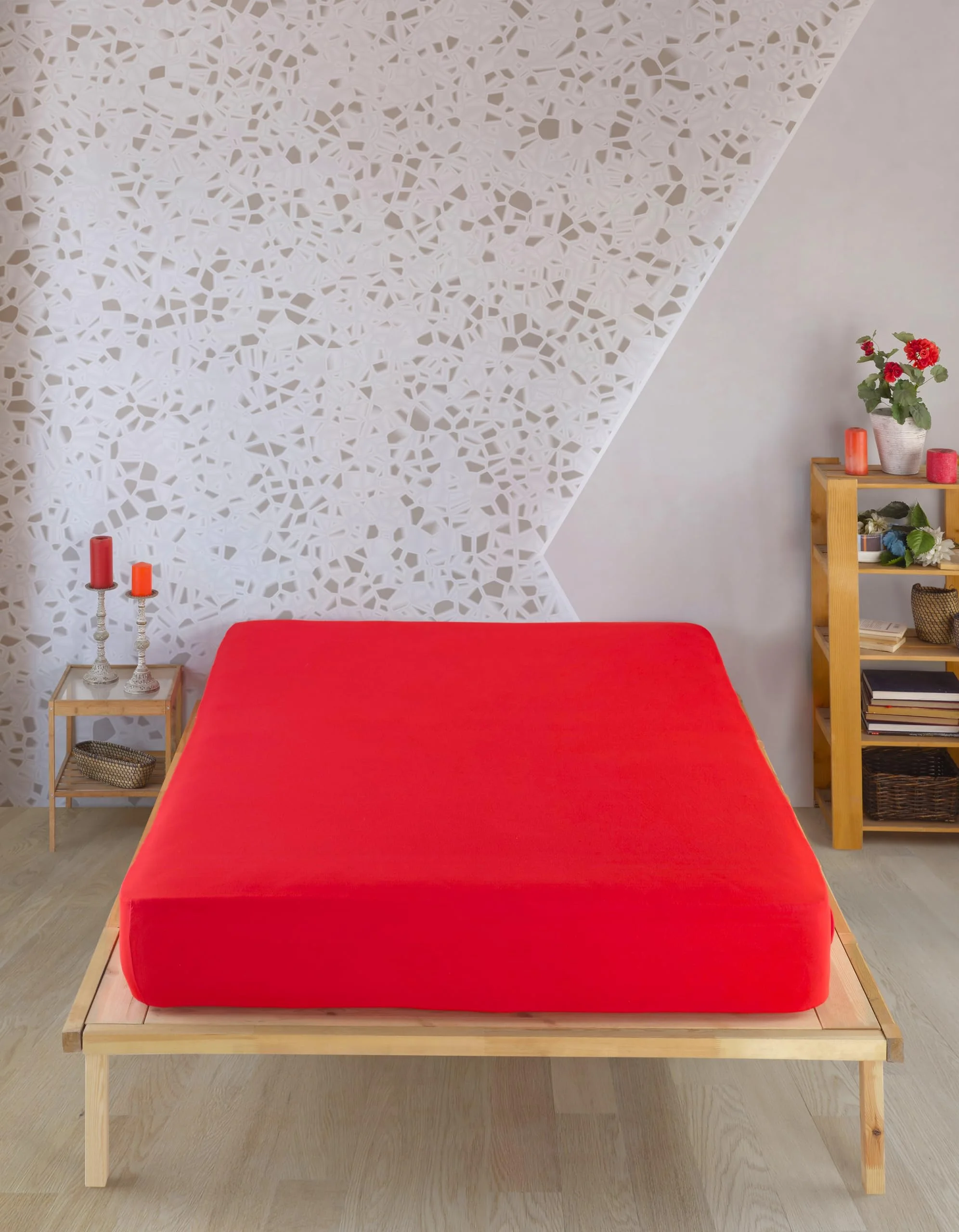 Vency Premium Jersey Spannbettlaken 90x200cm Rot - Spannbetttuch 100% Baumwolle, Bettlaken 90x200 Bis 35 cm Matratzenhöhe Rot