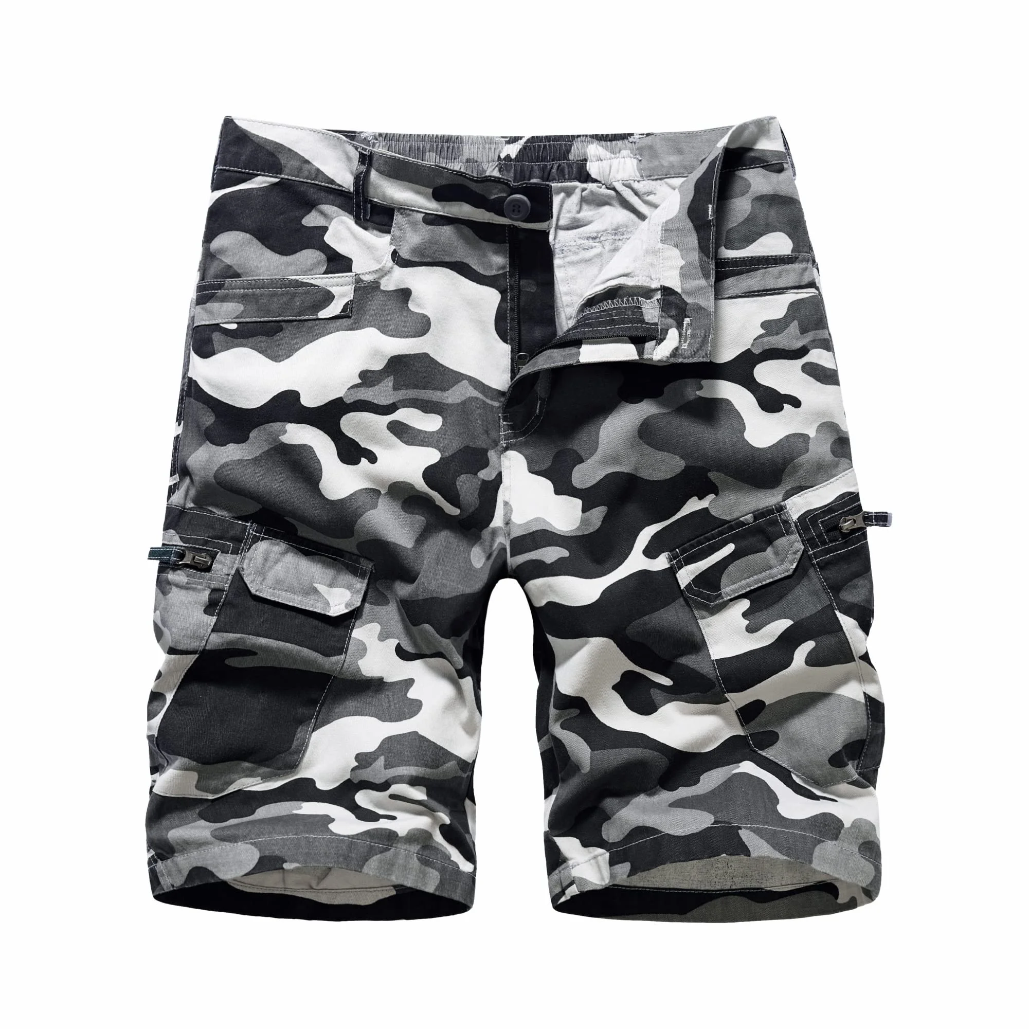 LY4U Cargo Shorts für Herren Lässige Baumwoll Camouflage Kampfshorts mit Mehreren Taschen