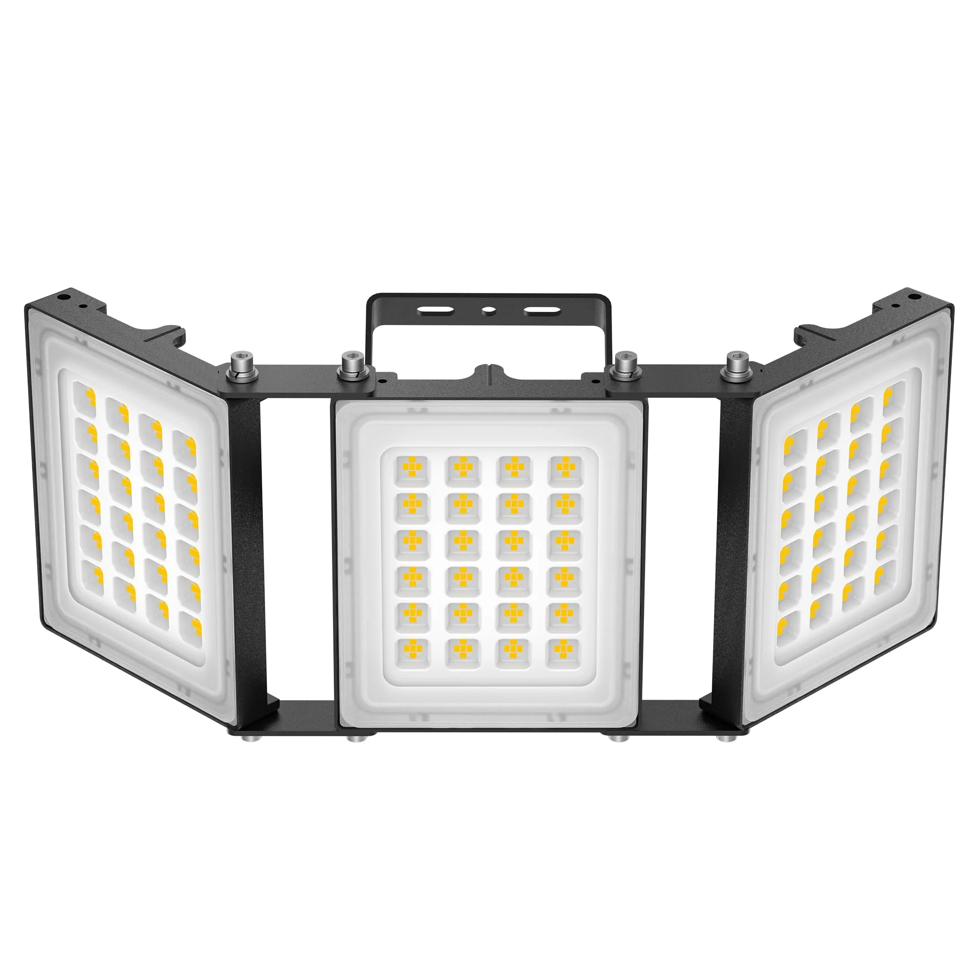 SOLLA-2025 Lite 300W LED Außenflutlicht, 30000LM, 6000K Tageslichtweiß IP66 Wasserdicht, 3 Köpfe Verstellbares Außen-Sicherheitsbeleuchtung für Parkplätze, Höfe, Baustelle-Schwarz