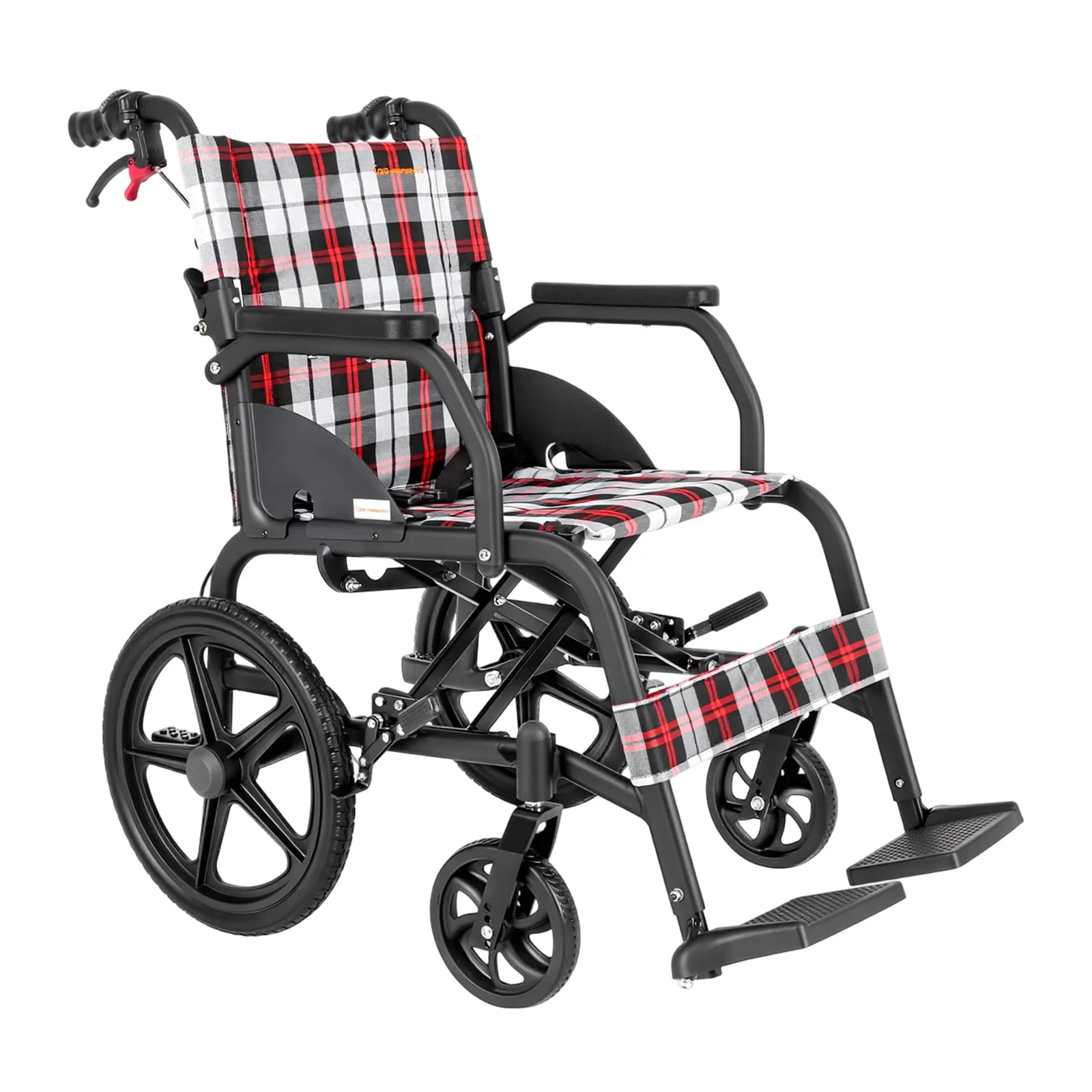 Care-Parents Transportrollstuhl Faltbar Leicht (11kg), Aluminium Rollstuhl mit 16 Zoll Hinterrädern & Pannensichere Bereifung, 45cm Sitzbreite, Doppelbremse & Sicherheitsgurt, für Senioren (CP-30A6N)