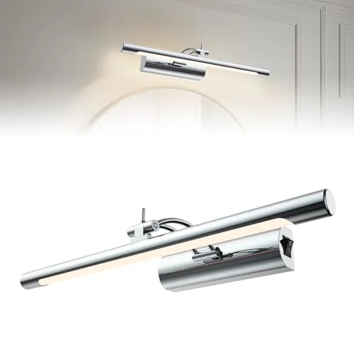 ACXIN LED Spiegellampe Badezimmer 10W 40cm Edelstahl Warmweiß 3000K 700LM, Spiegelleuchte IP44 mit Schalter, Schminklicht Badlampe Wandleuchte für Spiegelbeleuchtung