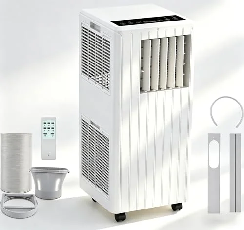 Leise 3-in-1-Mobilklimaanlage 7000 BTU - Kühlung, Entfeuchtung 36L/Tag & Ventilator | 24h-Timer, Schlafmodus, Fernbedienung | Geeignet für Räume bis 15 m² | Weiß