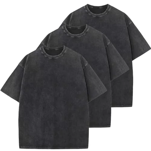 Oversized T-Shirt für Herren Heavy Baumwolle Regular Fit Basic Männer T-Shirt Set Casual Sommer Tops