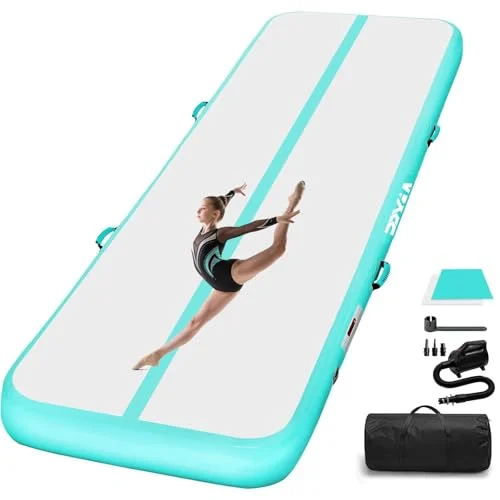 PPXIA Gymnastikmatte Air Matte Track 3M/4M/5M/6M, Turnmatte Tumbling Matten 10/20CM Höhe mit Komplettes Zubehör, Aufblasbar Gymnastik Matten für zuhause Outdoor Yoga