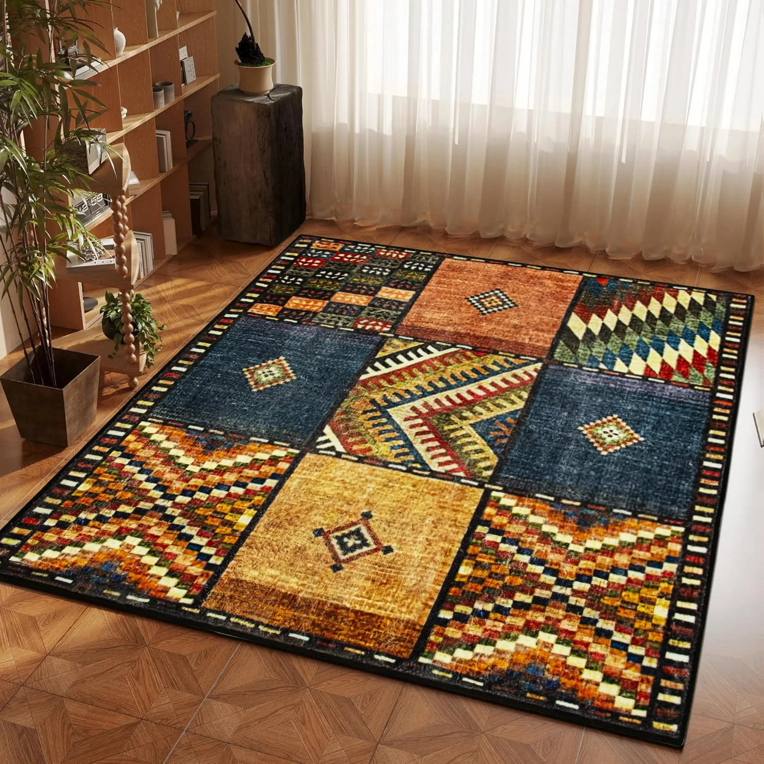 Rururug Teppich Quadratisch 80x80cm Teppich Klein Bunte Teppiche Waschbar rutschfest Easy Clean für Wohnzimmer, Schlafzimmer, Balkon, Auch für KüChe oder Esszimmer Geeignet.