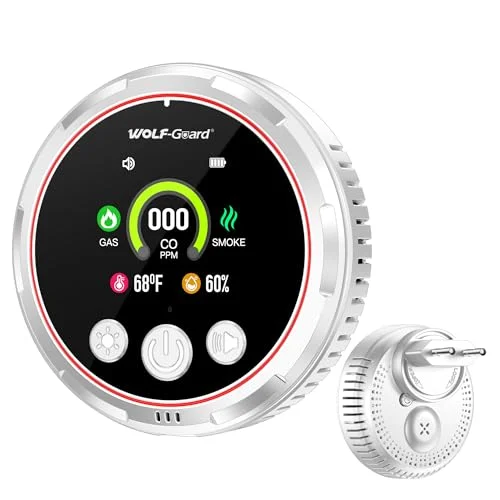 5IN1 Rauch-, Gas- und CO-Melder mit Stecker für Haus, Rauchmelder(EN14604), CO-Warnmelder(EN 50291), Gasmelder Kohlenmonoxidmelder Brenngas-Warnmelder für Erdgas LPG Methan Propan Butan HD13