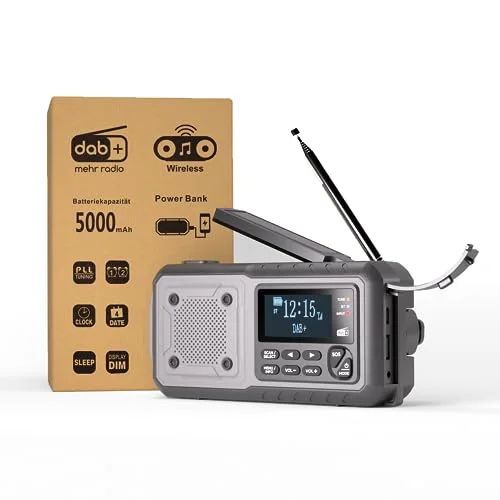 Acta Berg Kurbelradio | Solar Radio mit Kurbel & 5000 mAh Akku | Dynamo Radio mit Weltempfänger | Ideale Blackout Notfallausrüstung | Als Taschenlampe & Ladegerät