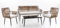 7tlg. Lounge-Set Sitzgruppe MARRY aus Aluminium und Rope-Geflecht inkl. Polsterauflage - Braun