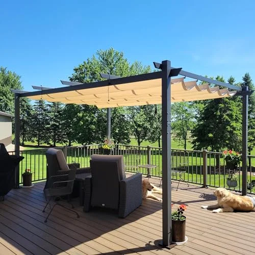 PURPLE LEAF Pergola Pavillon Terrassenüberdachung Gartenpavillon Aluminium mit Sonnenschutz Überdachung terrassenüberdachung.