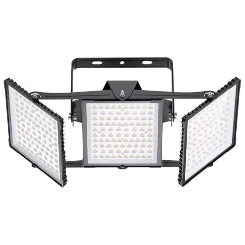 SOLLA 2025 Plus NEU AUFGERÜSTET LED Außenflutlicht, 15000LM 6000K Tageslichtweiß IP66 Wasserdicht, Stadionbeleuchtung, 3 Köpfe Verstellbares Außen-Sicherheitsbeleuchtung für Höfe, Terrassen