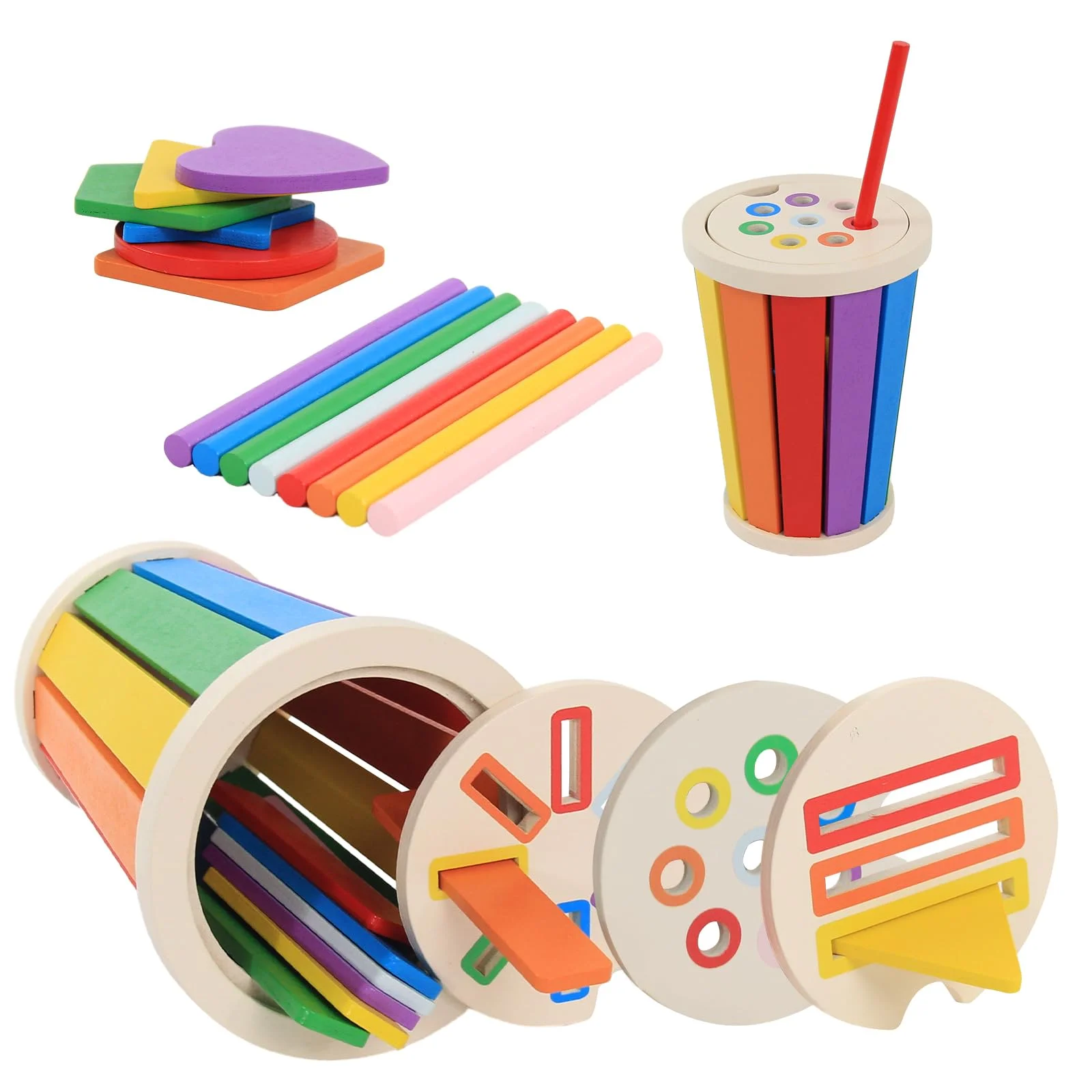 Baeroly Montessori Spielzeug Holz Farbe Form Sortierspielzeug, geeignet für Kinder 12 bis 36 Monate alt pädagogisches Lernen sensorisches Spiel, Geschenke für Kinder