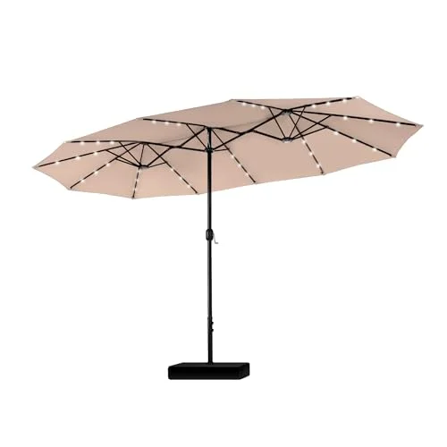 PHI VILLA Sonnenschirm Rechteckig mit Ständer Groß 270x450cm für Garten Terrasse Gartenschirm mit Kurbel UV Schutz Parasol Windfest