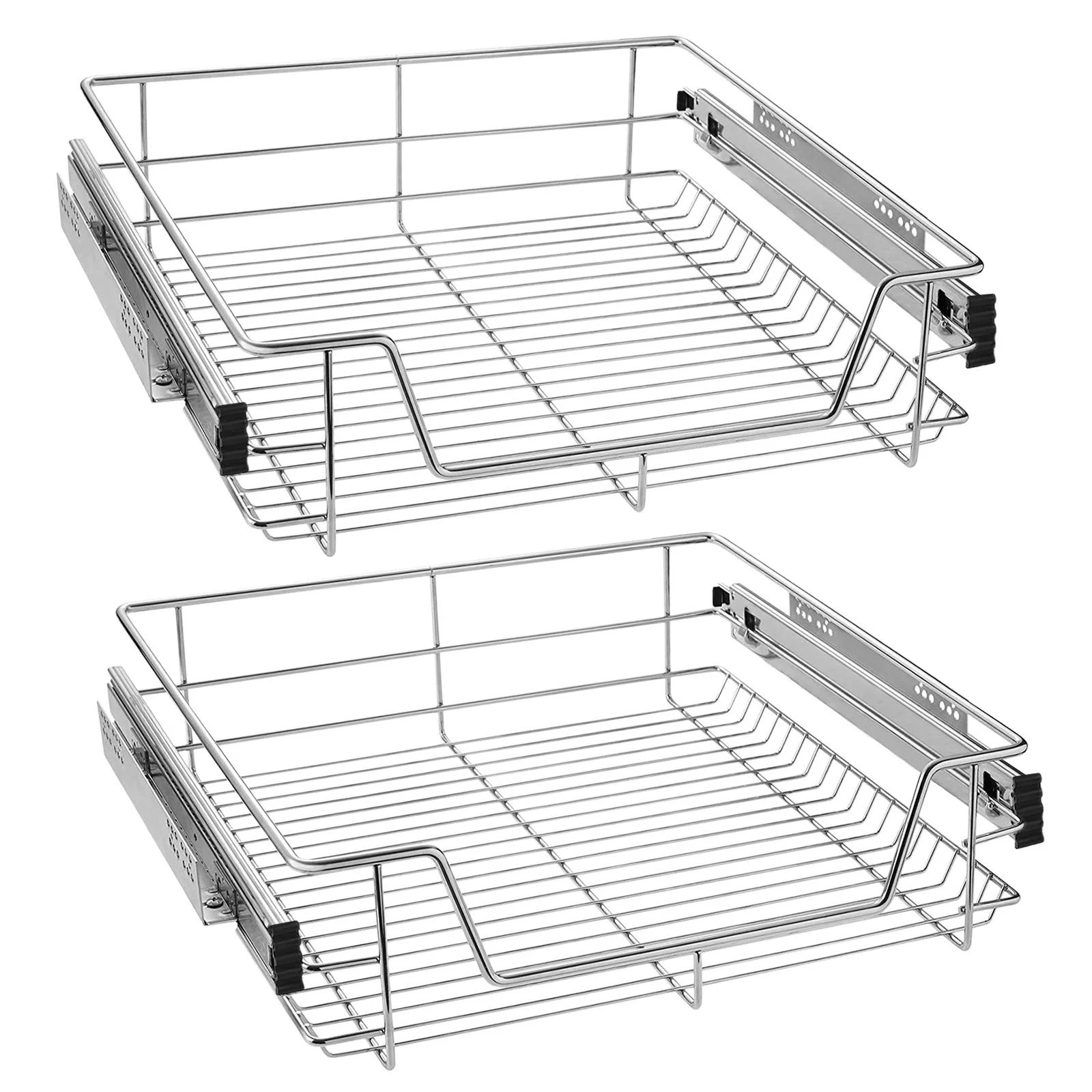 UISEBRT 2 Stück Küchenschublade Teleskopschublade Schlafzimmerschublade Organizer Küchenschrank Küchen Regal Korbauszug Vollauszug für 57cm (Innenbreite) / 60cm (Außenbreite) Schrankbreite