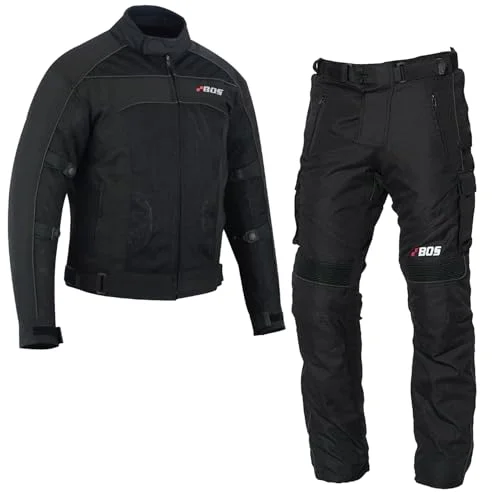 BOSmoto Herren Motorrad Textil Kombi – Jacke + Hose für den Sommer,Herren Motorrad Textil Kombi,Motorrad Sommer Jacke und Hose,Biker Motorrad Touring Kombi