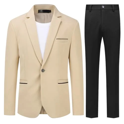 Allthemen Herren Anzug Stretch 2 Teilig Herrenanzug Slim Fit Business Hochzeitsanzug 1 Knopf für Männer