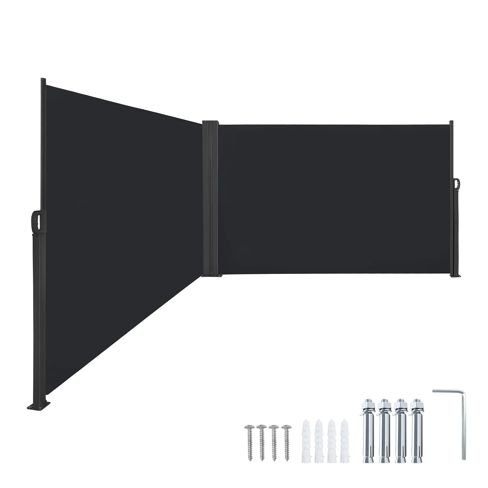 Froadp Doppelseitig Sichtschutz Markisen, 180x600cm Ausziehbar Seitenmarkise, Windschutz Alu Gartenmarkise aus Robust Polyester, Seitenrollo Paravants für Balkon Terrasse Privatsphäre(Anthrazit)