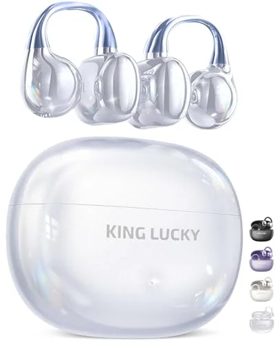 King Lucky Open-Ear-Kopfhörer Kabellos Bluetooth 6.0–Clip-On-Ohrhörer mit Mikrofon,50h Spielzeit,ENC,IPX5 Wasserfes –Komfortabel für kleine Ohren&Brillenträger,Ideal für Sport