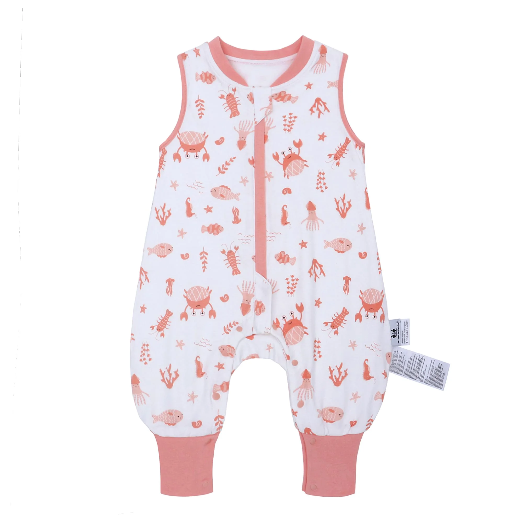 Baby Schlafsack mit Füßen 1.0 TOG Ideal für Frühling und Herbst Babyschlafsack 100% Baumwolle Ganzjähriger Komfort für Ihr Kleinkind (Koralle, S/60-75CM)