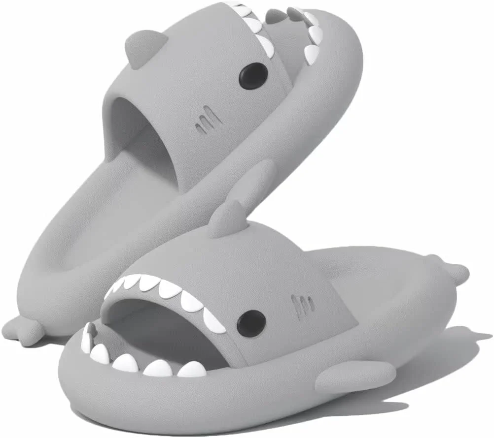 Mnking Shark Slippers Schlappen Damen Herren Hai Hausschuhe Süß Cloud Haifisch Slides Sommer Rutschfest Badeschuhe