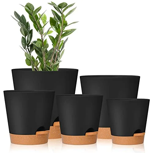 GARDIFE Pflanztöpfe 17.8/16.5/15.2/13.9/12.7cm selbstbewässernde Pflanzgefäße mit Ablaufloch, Kunststoff-Blumentöpfe, Kinderzimmer-Blumentopf für Zimmerpflanzen, afrikanische Veilchen