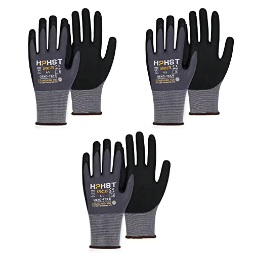 HPHST Arbeitshandschuhe SF001TS Handschuhe 12 Paar Montagehandschuhe für Damen und Herren Gloves Ergonomisches Design Smart Touch