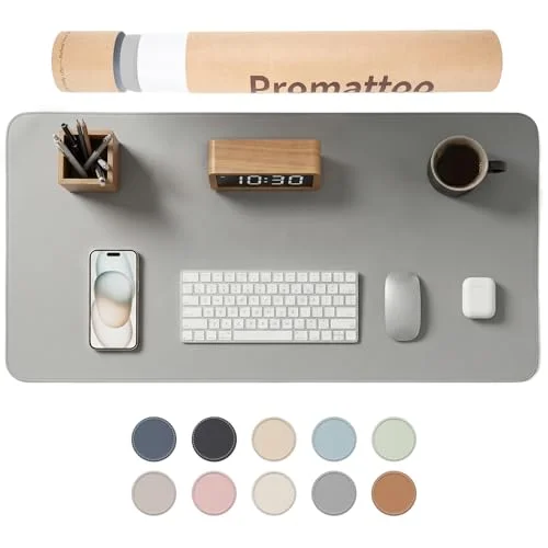 PROMATTOO XXL Schreibtischunterlage aus veganem Leder – Rutschfest, geruchsfrei & wasserabweisend – Edle Laptop-Matte mit Geschenkverpackung für Büro, Homeoffice & mehr – Keine störenden Kanten!