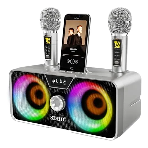 Tragbarer Karaoke Maschine,Karaoke mit 30W Bluetooth Lautsprecher,2 Kabellosen Karaoke-MikrofonWiederaufladbarem Mikrofonsteckplatz,PA Anlage Komplettset für Home Party,Church,Picnic,Outdoor