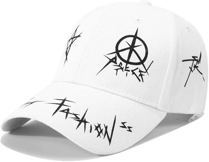 Stylische Hip-Hop Graffiti Baseball Caps für Herren und Damen – Verstellbare Schiebermütze in Weiß & Schwarz
