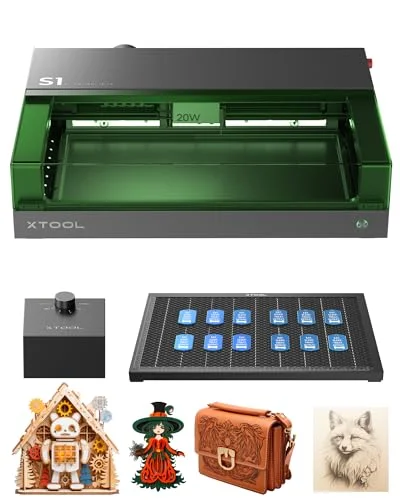 xTool S1 laser graviermaschine, geschlossene Sicherheit, Zwei Punkt Positionierung, Autofokus, 600mm/s Geschwindigkeit, 498 * 333mm Arbeitsbereich für Metall, Holz, Leder, Acryl und Tumbler